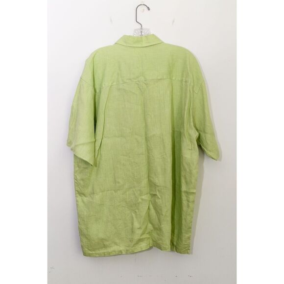 Havana Nines Mens XL linen Green Short Sleeve Button-Up Shirt Guayabera wedding - Picture 2 of 7